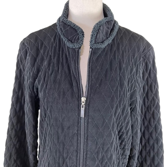 Chicos Travelers Black Quilted Zip Jacket - Picture 3 of 11